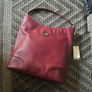 Tory Burch Whipstich Logo Hobo Purse